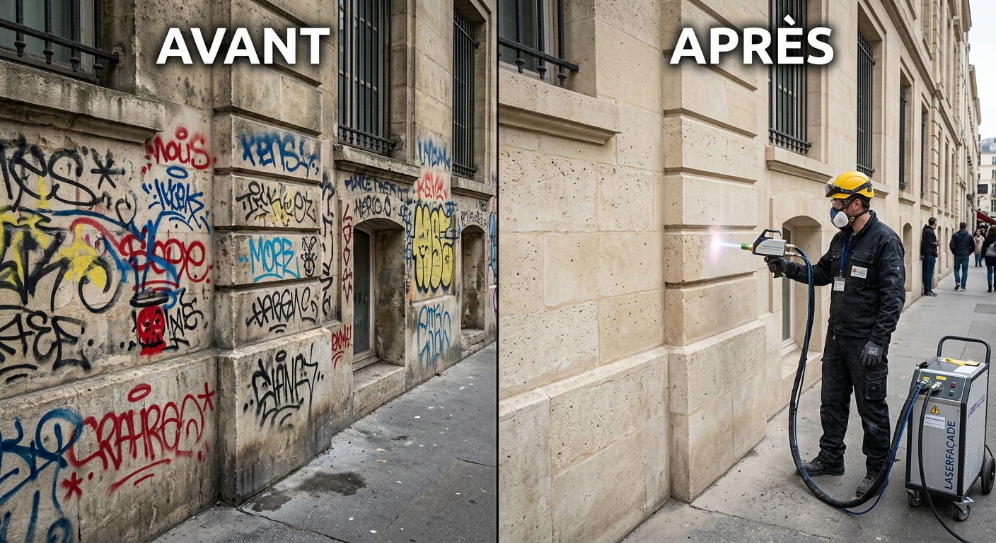 Suppression graffiti avant après
